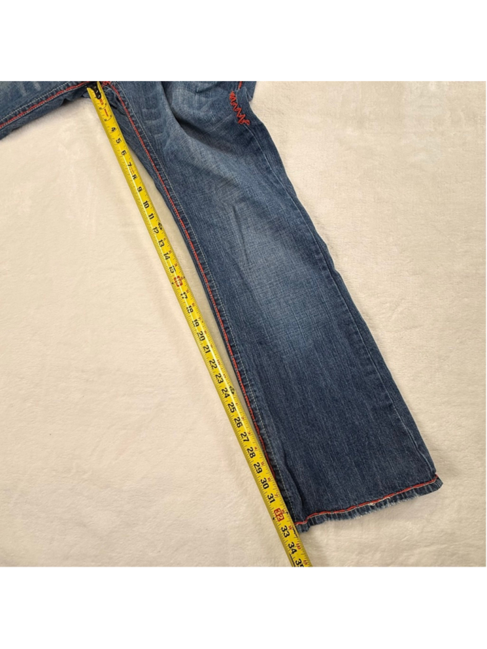 Women's Laguna Beach Vintage Y2K Boot Cut Jeans Red Stitching Skulls Size 34 - Picture 12 of 16